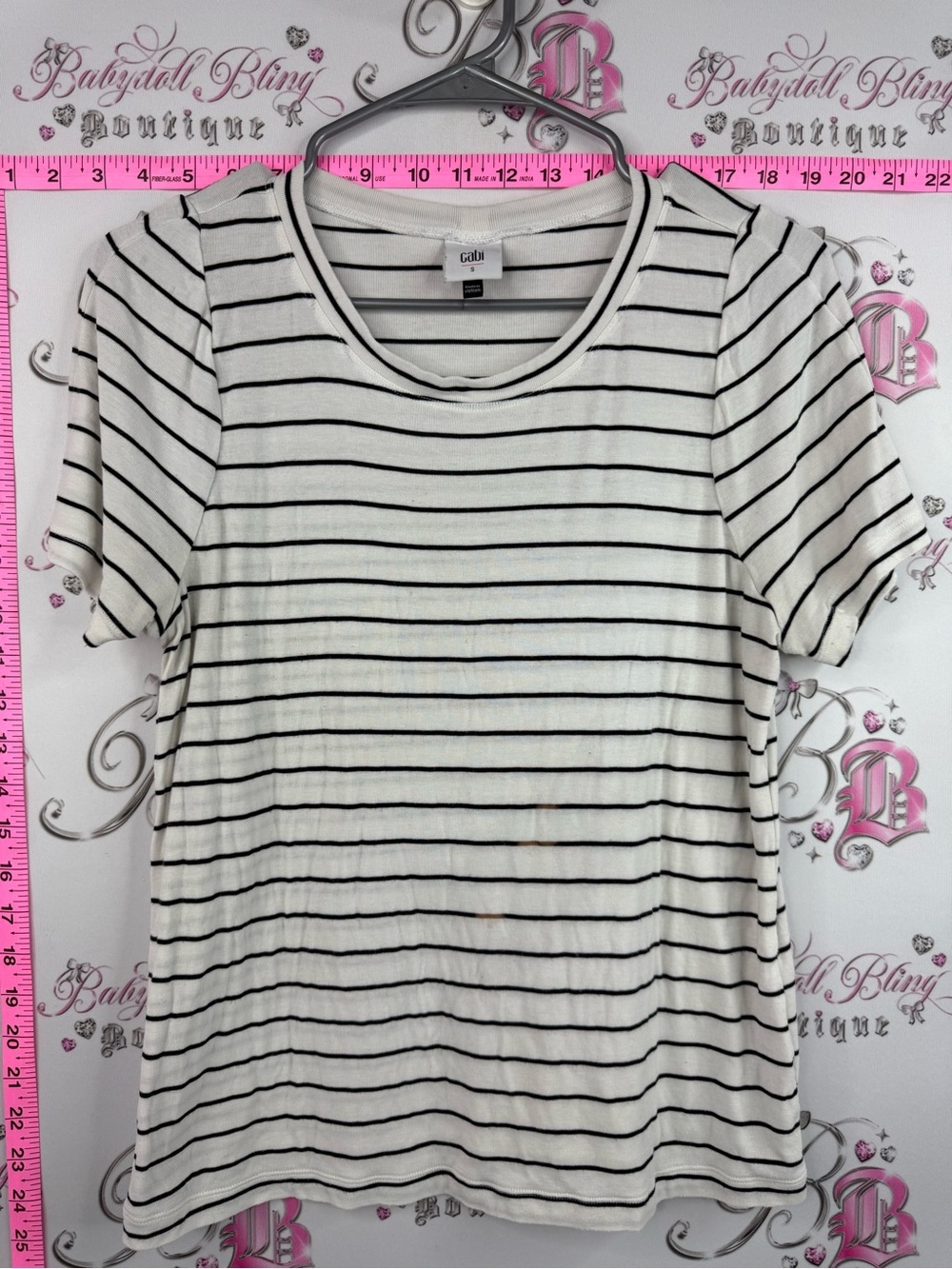 CAbi tshirt nautical stripes White and Black Striped Scoop Neck Tee